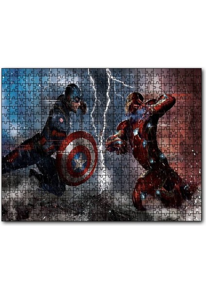 Cakapuzzle Captain America Iron Man 1000 Parça Puzzle Yapboz Mdf(Ahşap)