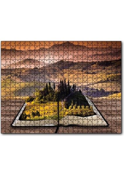 Cakapuzzle Açık Kitap Fantezi Tepeler 500 Parça Puzzle Yapboz Mdf (Ahşap)