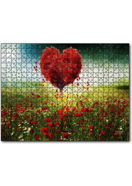 Cakapuzzle Aşk Kalp Ağaç Çiçekler Ilkbahar 255 Parça Puzzle Yapboz Mdf (Ahşap)