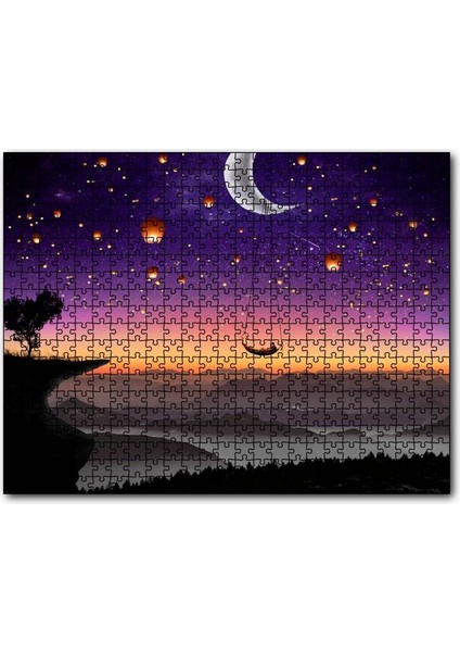 Cakapuzzle Aya Asılı Salıncak ve Romantik Çift 120 Parça Puzzle Yapboz Mdf (Ahşap)