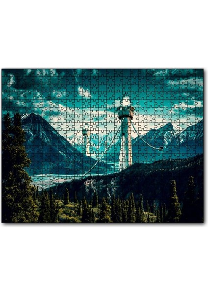 Cakapuzzle Dağlar ve Deniz Fenerleri Illüstrasyon 1000 Parça Puzzle Yapboz Mdf(Ahşap)