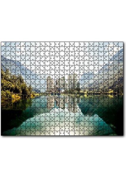 Cakapuzzle Dağ Gölünde Şehir Yansımaları 500 Parça Puzzle Yapboz Mdf (Ahşap)