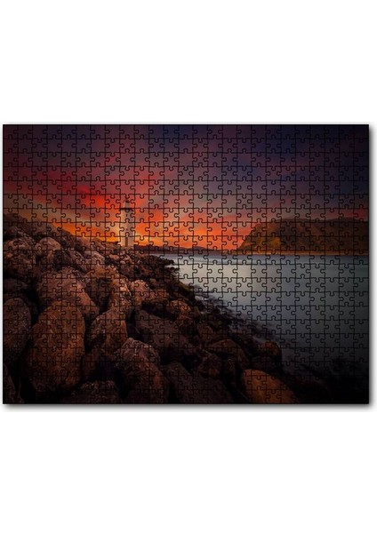 Cakapuzzle Deniz Feneri, Alacakaranlık ve Kayalıklar 120 Parça Puzzle Yapboz Mdf (Ahşap)