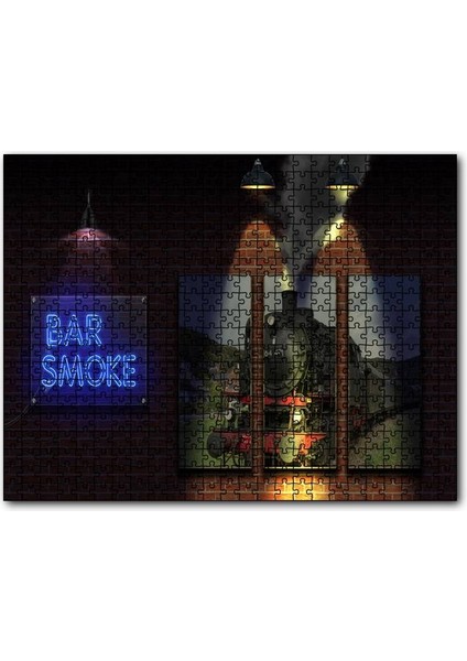 Cakapuzzle Duman Bar Neon Tabela 1000 Parça Puzzle Yapboz Mdf(Ahşap)