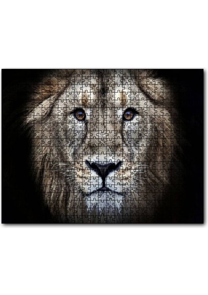 Cakapuzzle Erkek Aslan Siyah Zemin 120 Parça Puzzle Yapboz Mdf (Ahşap)