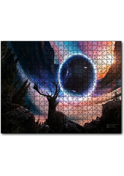 Cakapuzzle Geyik Gezegen Dağlar Fantezik Kompozisyon 120 Parça Puzzle Yapboz Mdf (Ahşap)