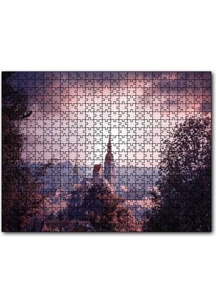 Cakapuzzle Gökyüzü Güneş Işınları ve Kilise 120 Parça Puzzle Yapboz Mdf (Ahşap)