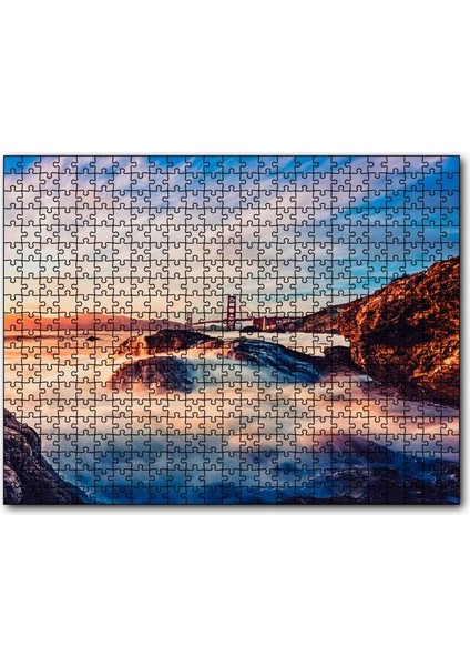Cakapuzzle Golden Gate Köprüsü Günbatımı Uzun Pozlama 120 Parça Puzzle Yapboz Mdf (Ahşap)