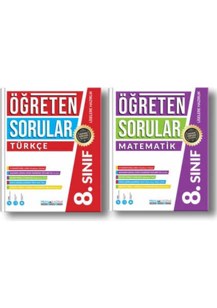 Pruva Akademi 8. Sınıf Öğreten Sorular Soru Bankası Türkçe Matematik LGS Seti