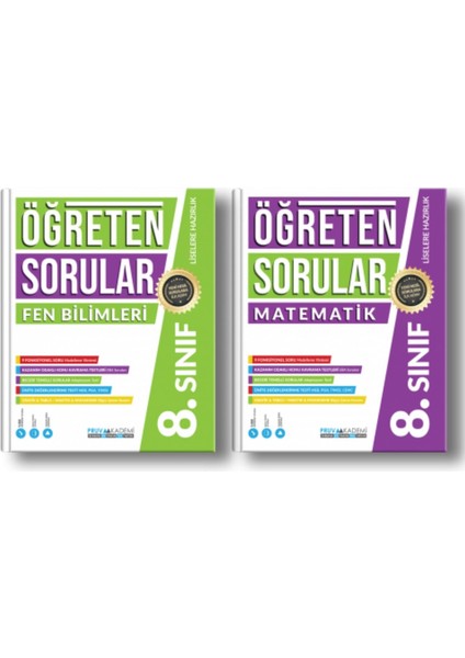 Pruva Akademi 8. Sınıf Öğreten Sorular Soru Bankası Matematik Fen Bilimleri LGS Seti