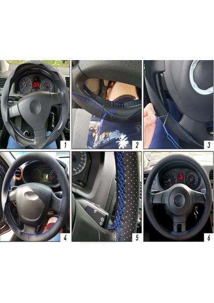 Mazda Rx-8 2003 ve Sonrası Siyah Vinil Mavi Ip Direksiyon Kılıfı
