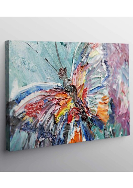 Yağlı Boya Görünümlü Kelebekli Kanvas Tablo fiyatları