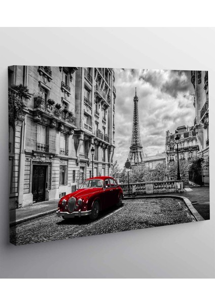 Paris'te Kırmızı Araba Kanvas Tablo fiyatları