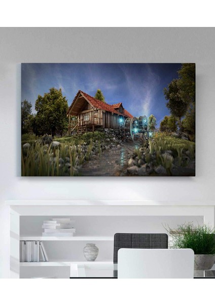 Eski Ahşap Değirmen Suyu Kanvas Tablo