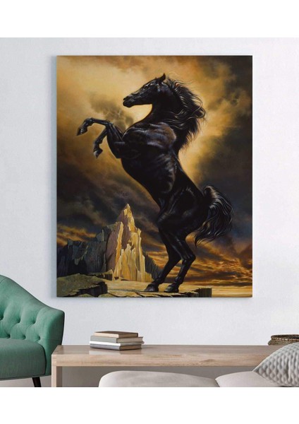 Siyah Atlı Kanvas Tablo