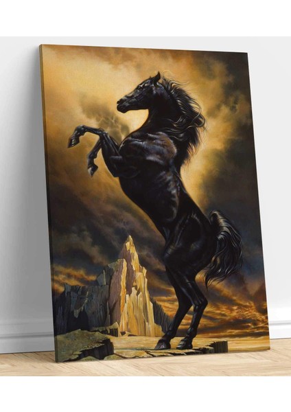Siyah Atlı Kanvas Tablo fiyatları