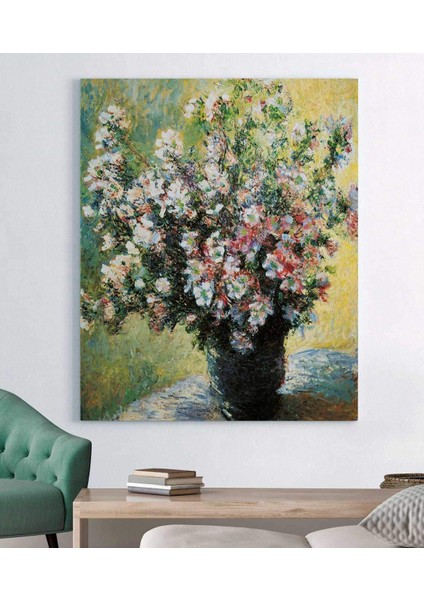 Claude Monet Vazoda Çiçekler Kanvas Tablo