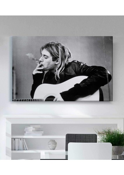 Şarkıcı Kurt Cobain Kraft Kanvas Tablo