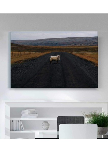 Koyun Koç Yol ve Toprak Kanvas Tablo