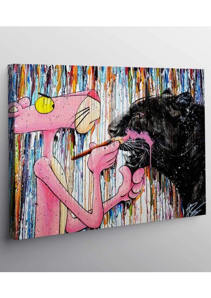 Modern Sokak Graffiti Pembe Panter Kanvas Tablo fiyatları