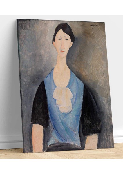 Amadeo Modigliani Mavili Genç Kadın Kanvas Tablo