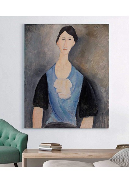 Amadeo Modigliani Mavili Genç Kadın Kanvas Tablo
