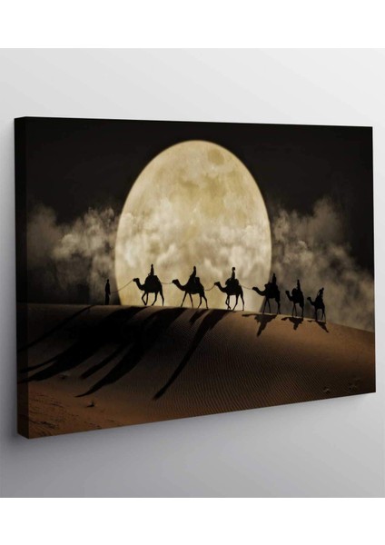 Deve Çöl Manzara Aylı Gece Kanvas Tablo fiyatları