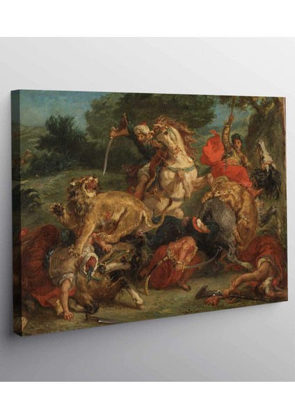 Eugène Delacroix Aslan Avı Kanvas Tablo