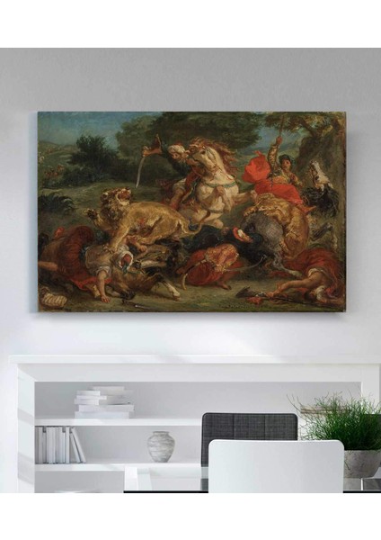 Eugène Delacroix Aslan Avı Kanvas Tablo