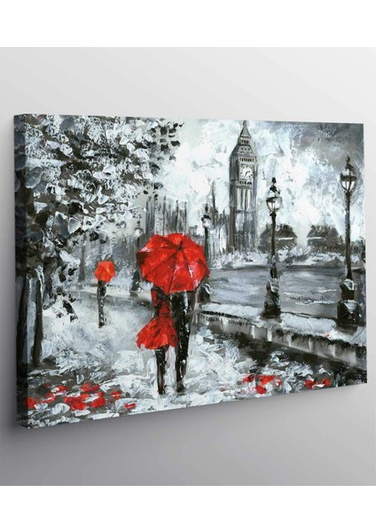 Kırmızı Şemsiyeli Çiftler Kanvas Tablo fiyatları