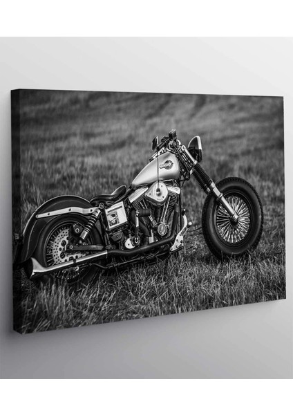 Retro Tarzı Motosiklet Kanvas Tablo