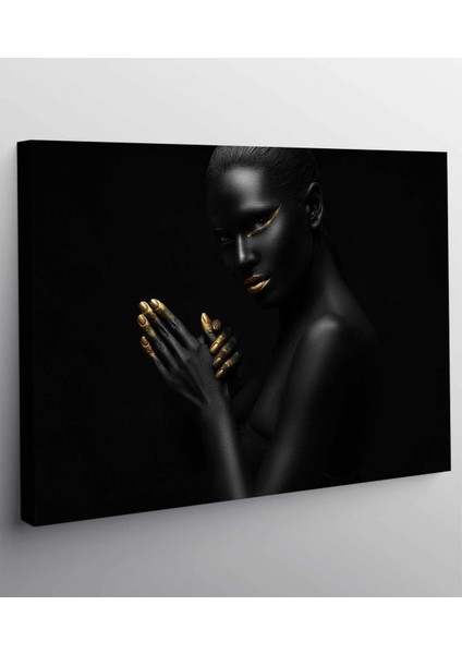 Elleri Yanda Siyahi Kadın Kanvas Tablo fiyatları