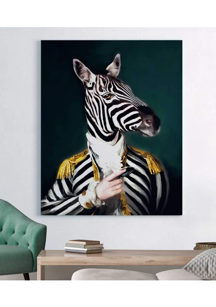 Modern Zebra Kafalı Insan Kanvas Tablo