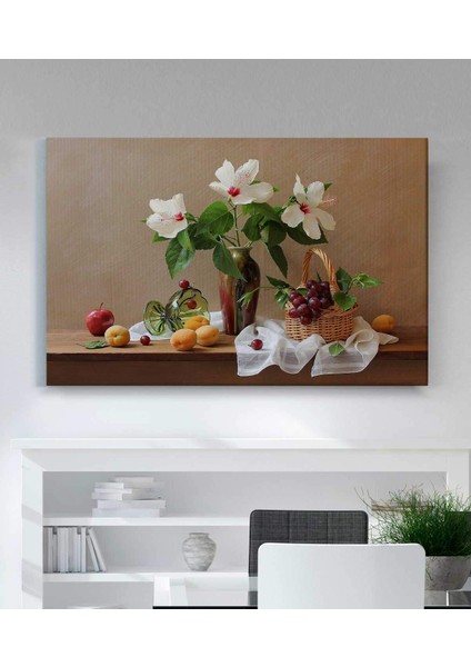 Meyve ve Çiçekli Masa Kanvas Tablo fiyatları