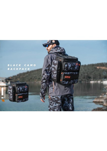 Black Camo Back Pack - Balıkçı Sırt Çantası