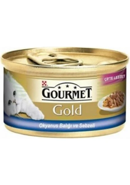 Gourmet Gold Okyanus Balığı ve Sebzeli Konserve Yetişkin Kedi Maması 24 x 85 gr