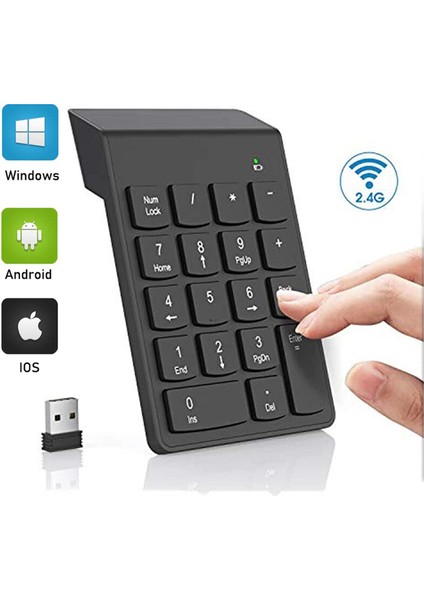 AL2698 Kablosuz 18 Tuşlu Mini Numerik Klavye - Siyah
