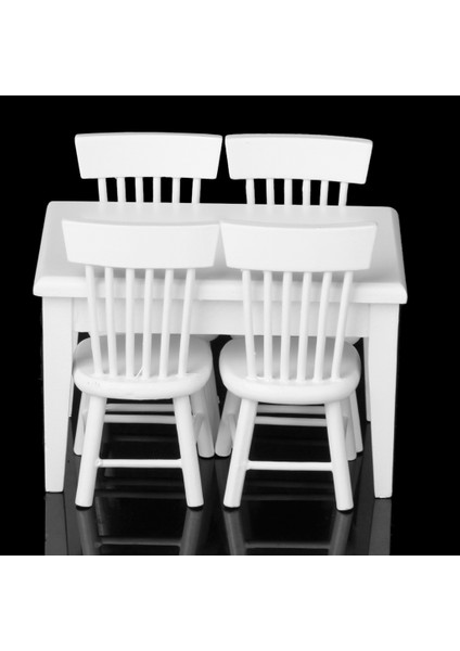 5 Adet Yemek Masası Sandalye Modeli Kiti 1:12 Bebekler Ev Minyatürleri Mobilya Beyaz (Yurt Dışından) modelleri