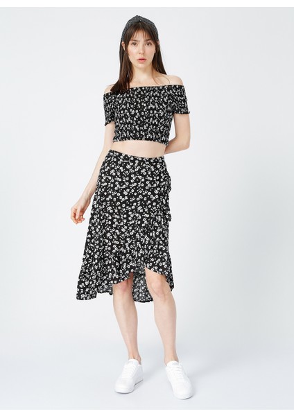 Çiçek Desenli Kadın Siyah Bluz modelleri