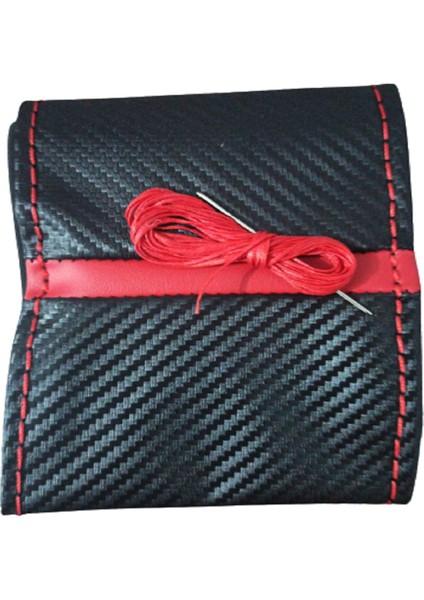 Toyota Yaris Hybrid 2012 ve Sonrası Karbon ve Alkantara Kırmızı Ipli Direksiyon Kılıfı