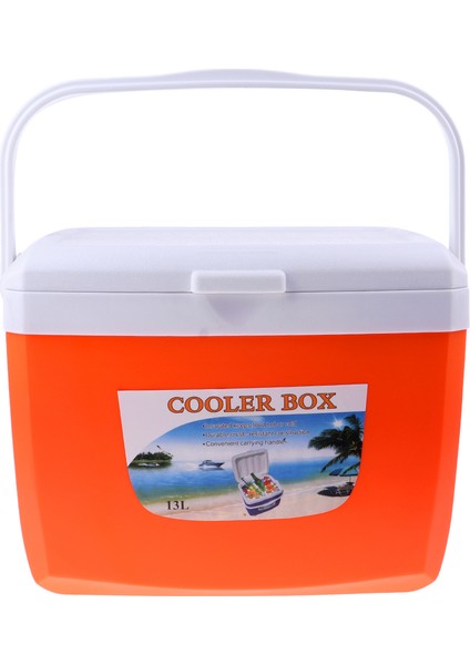 Kamp Açık Içecekler Gıda Soğutucu Kutusu Araba Buz Kovası Saplı 13L Turuncu (Yurt Dışından)