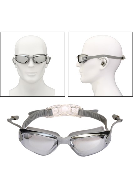 Yüzme Gözlük Uv Koruma Anti-Sis Kulaklıklar Yüzmek Goggles Gri (Yurt Dışından)