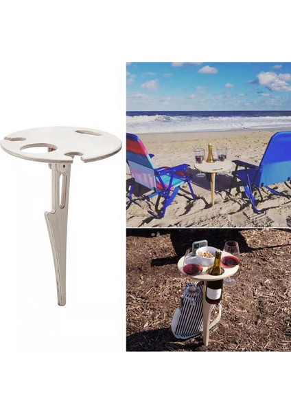 Şişe/Bardak Tutucu Katlanabilir Piknik Masası - Kahverengi (Yurt Dışından) fırsatları