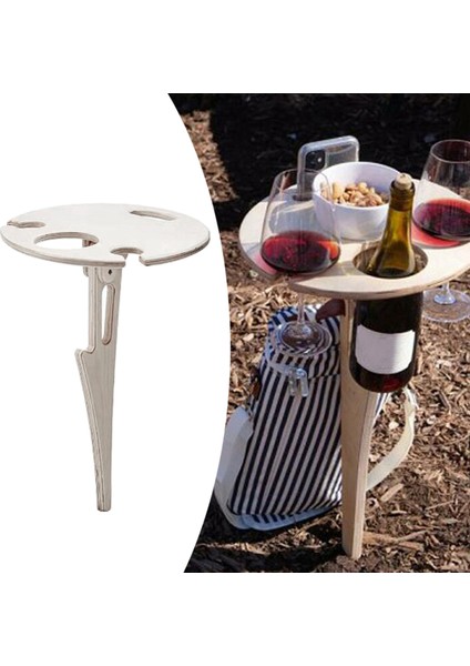 Şişe/Bardak Tutucu Katlanabilir Piknik Masası - Kahverengi (Yurt Dışından) indirimleri