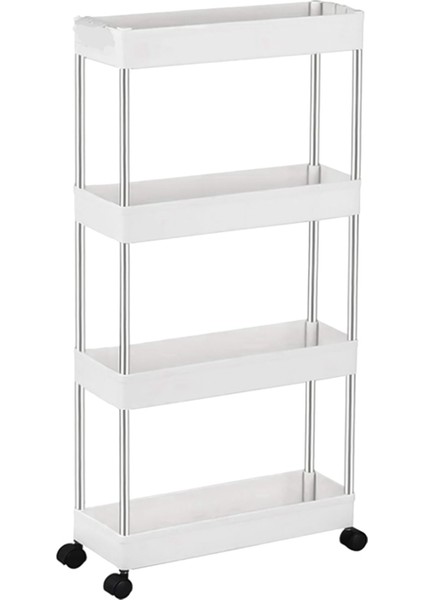 Çok Katmanlı Çıkarılabilir Raf Depolama Arabası - Beyaz (Yurt Dışından)