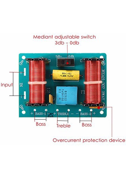 3 Yollu Hoparlör Crossover Ses Filtresi Frekans Bölücü Araba Evi Hı / Mı / Lo (Yurt Dışından)