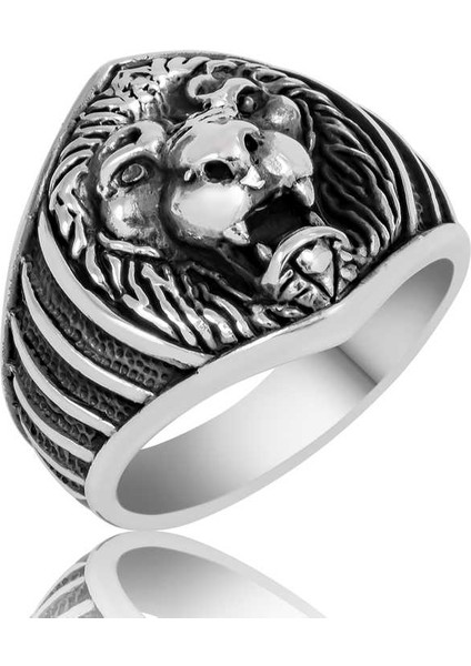 ​gümüş Aslan Figürlü Erkek Yüzük