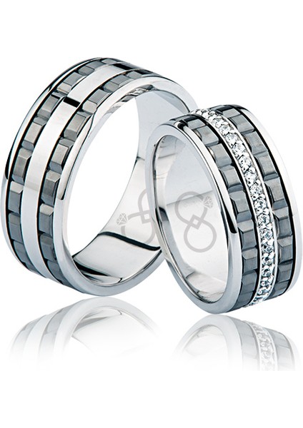 Beyaz Taşlı Altın Alyans 0705-3