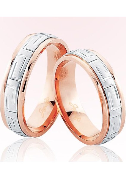 Rose Beyaz Altın Alyans 7003