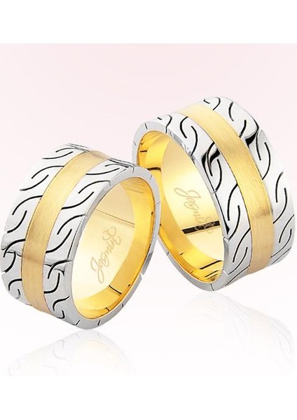 Iki Renk Desenli Altın Alyans 2504